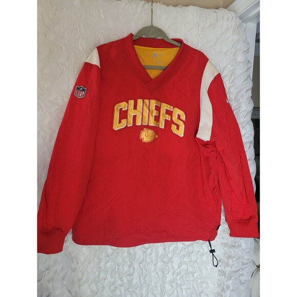 Men's XL Nike Red Kansas City Chiefs Sideline Athletic Stack V-Neck Pullover - Picture 2 of 9